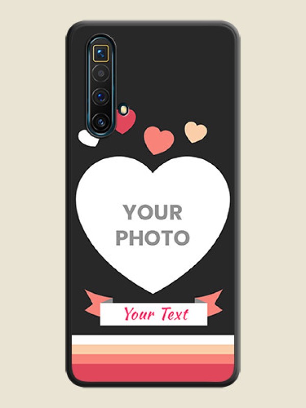 Custom Love Shaped Photo with Colorful Stripes on Personalised Space Black Soft Matte Cases - Realme X3 - alternate view