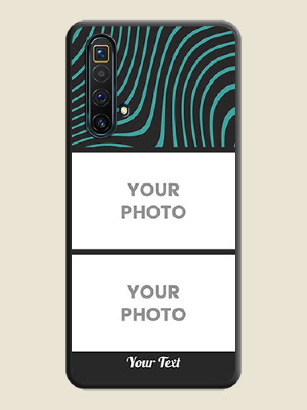 Custom Wave Pattern with 2 Image Holder on Space Black Personalized Soft Matte Phone Covers - Realme X3 - alternate view