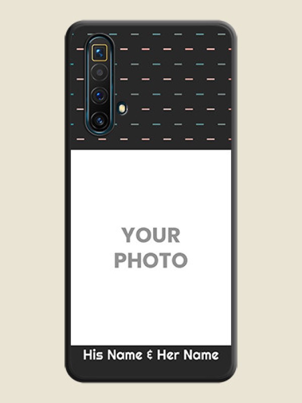Custom Line Pattern Design with Text on Space Black Custom Soft Matte Phone Back Cover - Realme X3 - alternate view