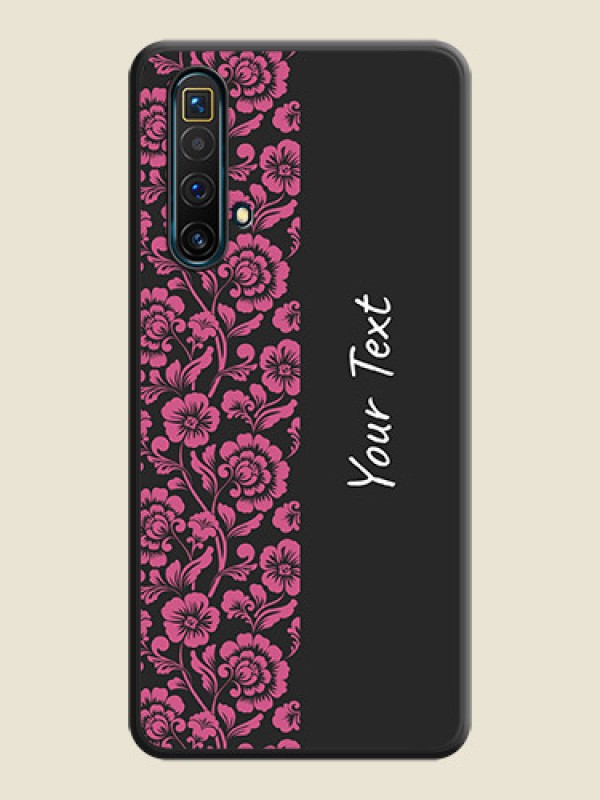 Custom Pink Floral Pattern Design With Custom Text On Space Black Personalized Soft Matte Phone Covers -Realme X3 - alternate view