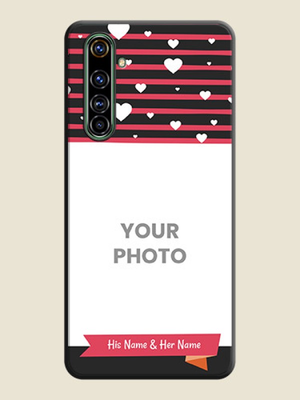 Custom White Color Love Symbols with Pink Lines Pattern on Space Black Custom Soft Matte Phone Cases - Realme X50 Pro 5G - alternate view