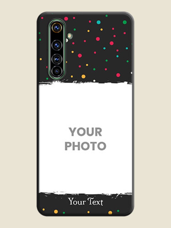 Custom Multicolor Dotted Pattern with Text on Space Black Custom Soft Matte Phone Back Cover - Realme X50 Pro 5G - alternate view