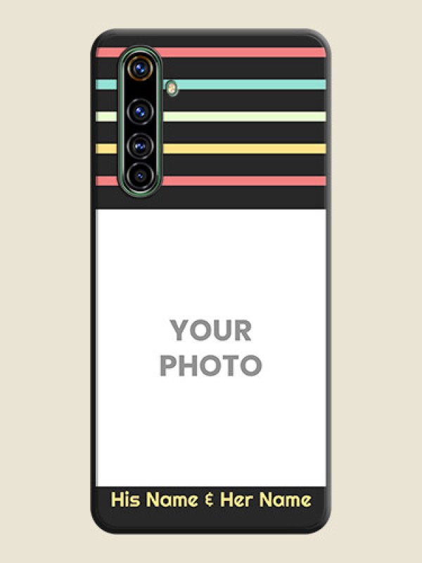 Custom Color Stripes with Photo and Text - Photo on Space Black Soft Matte Mobile Case - Realme X50 Pro 5G - alternate view