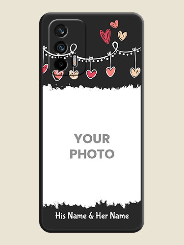 Custom Pink Love Hangings with Name on Space Black Custom Soft Matte Phone Cases - Realme X7 Max 5G - alternate view