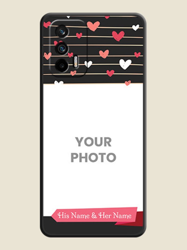 Custom Love Pattern with Name on Pink Ribbon  on Photo on Space Black Soft Matte Back Cover - Realme X7 Max 5G - alternate view