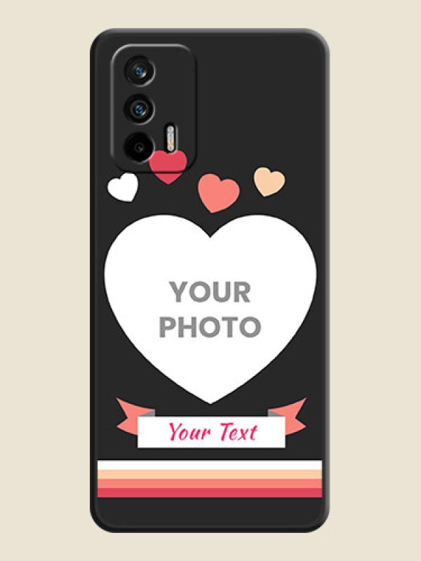 Custom Love Shaped Photo with Colorful Stripes on Personalised Space Black Soft Matte Cases - Realme X7 Max 5G - alternate view