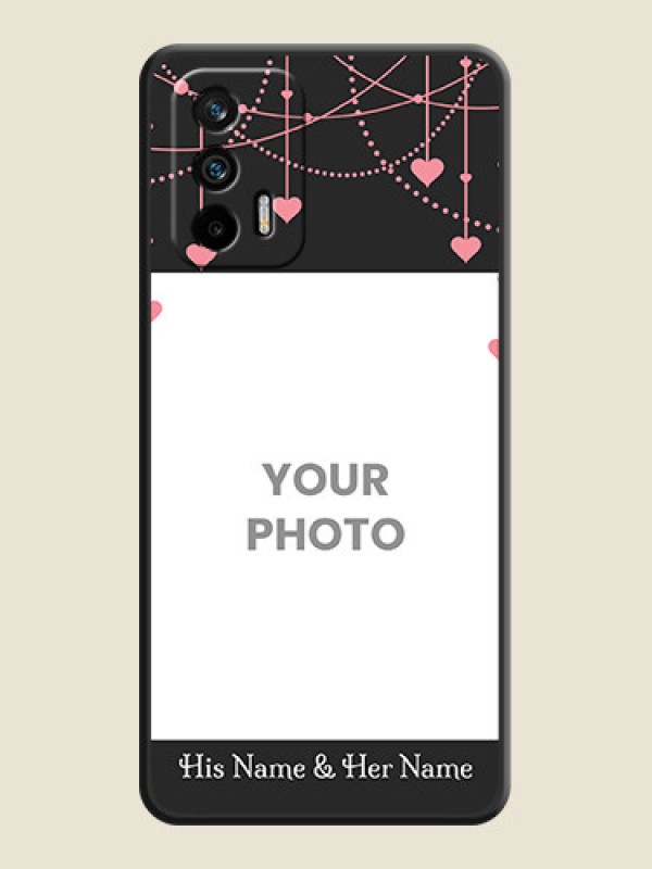 Custom Pink Love Hangings with Text on Space Black Custom Soft Matte Back Cover - Realme X7 Max 5G - alternate view