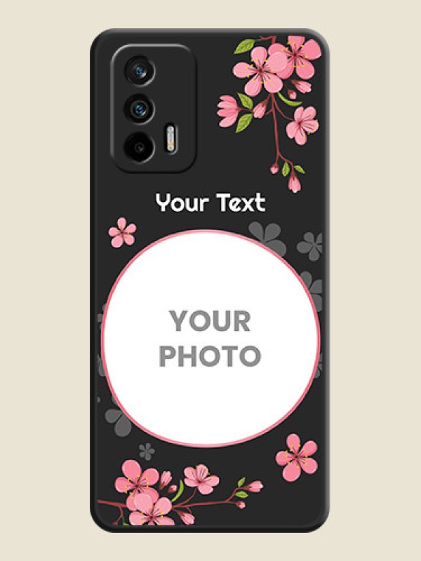 Custom Round Image with Pink Color Floral Design on Photo on Space Black Soft Matte Back Cover - Realme X7 Max 5G - alternate view