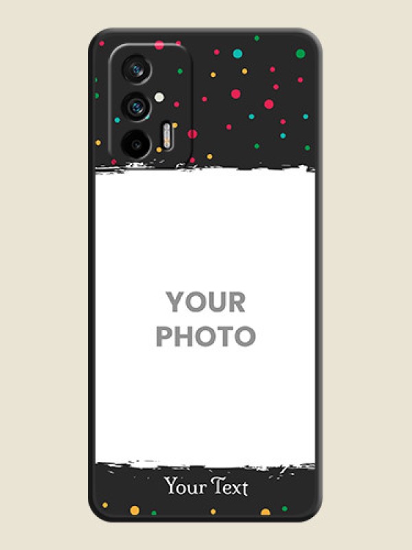 Custom Multicolor Dotted Pattern with Text on Space Black Custom Soft Matte Phone Back Cover - Realme X7 Max 5G - alternate view