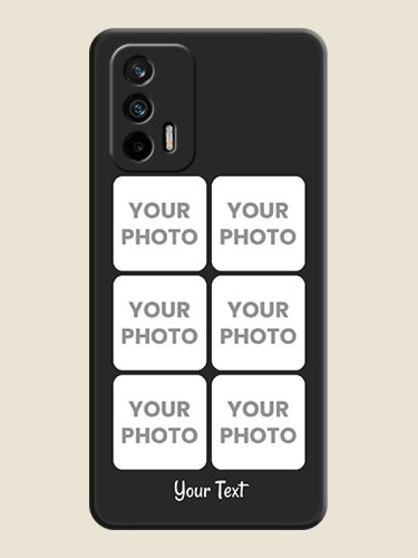 Custom Floral Art with 6 Image Holder on Photo on Space Black Soft Matte Mobile Case - Realme X7 Max 5G - alternate view