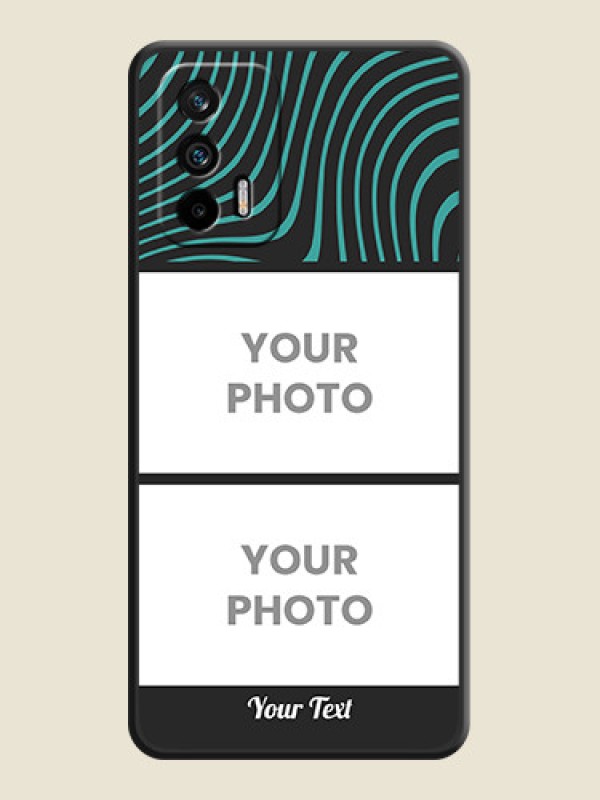 Custom Wave Pattern with 2 Image Holder on Space Black Personalized Soft Matte Phone Covers - Realme X7 Max 5G - alternate view