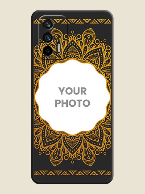 Custom Round Image with Floral Design on Photo on Space Black Soft Matte Mobile Cover - Realme X7 Max 5G - alternate view