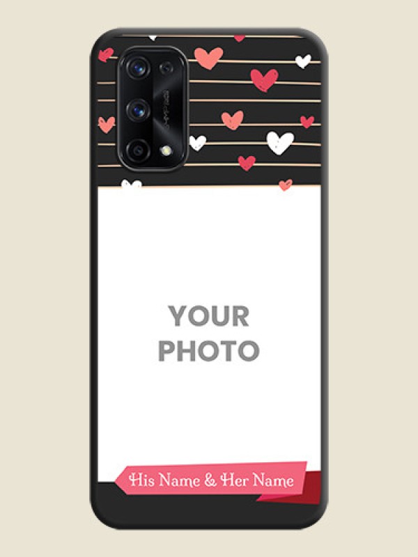 Custom Love Pattern with Name on Pink Ribbon  on Photo on Space Black Soft Matte Back Cover - Realme X7 Pro - alternate view