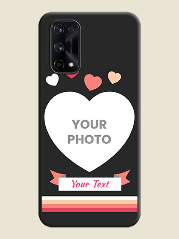 Custom Love Shaped Photo with Colorful Stripes on Personalised Space Black Soft Matte Cases - Realme X7 Pro - alternate view