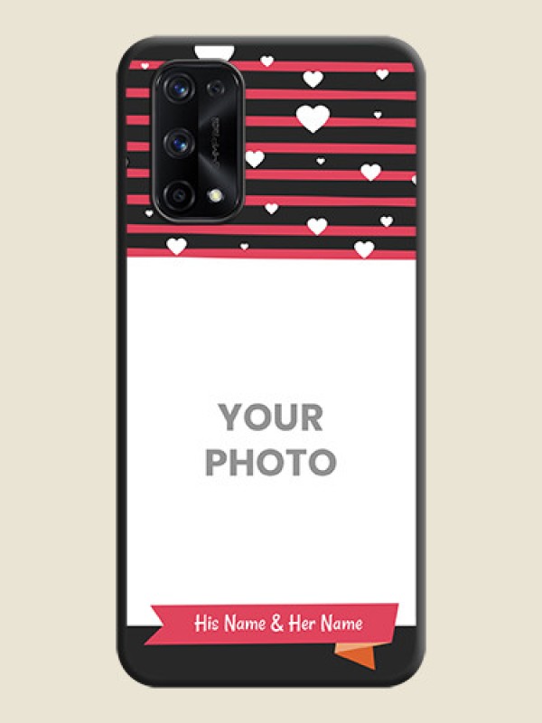Custom White Color Love Symbols with Pink Lines Pattern on Space Black Custom Soft Matte Phone Cases - Realme X7 Pro - alternate view