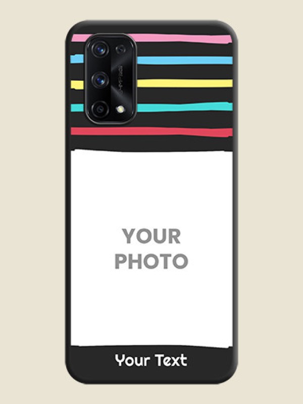 Custom Multicolor Lines with Image on Space Black Personalized Soft Matte Phone Covers - Realme X7 Pro - alternate view