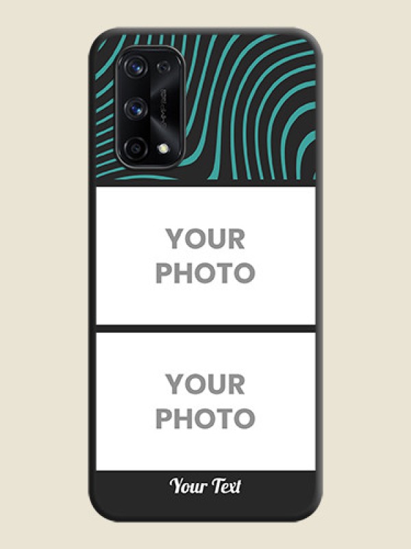 Custom Wave Pattern with 2 Image Holder on Space Black Personalized Soft Matte Phone Covers - Realme X7 Pro - alternate view