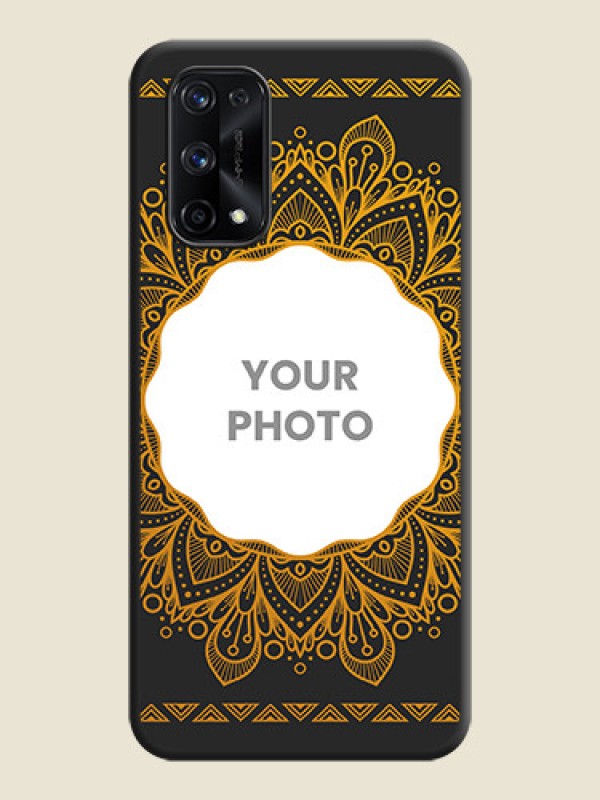 Custom Round Image with Floral Design on Photo on Space Black Soft Matte Mobile Cover - Realme X7 Pro - alternate view