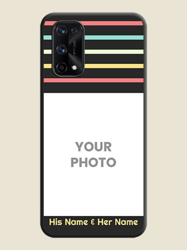Custom Color Stripes with Photo and Text on Photo on Space Black Soft Matte Mobile Case - Realme X7 Pro - alternate view