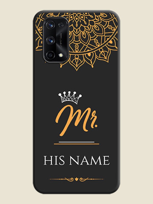 Custom Mr Name with Floral Design  on Personalised Space Black Soft Matte Cases - Realme X7 Pro - alternate view