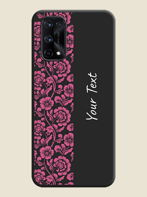 Custom Pink Floral Pattern Design With Custom Text On Space Black Personalized Soft Matte Phone Covers -Realme X7 Pro - alternate view