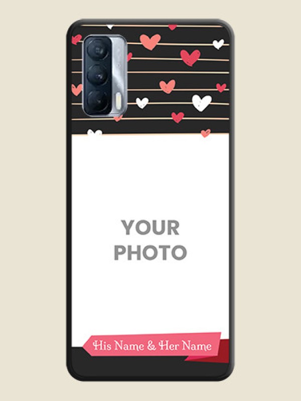 Custom Love Pattern with Name on Pink Ribbon  on Photo on Space Black Soft Matte Back Cover - Realme X7 - alternate view