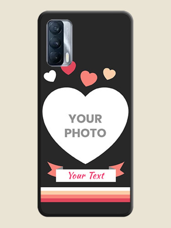 Custom Love Shaped Photo with Colorful Stripes on Personalised Space Black Soft Matte Cases - Realme X7 - alternate view