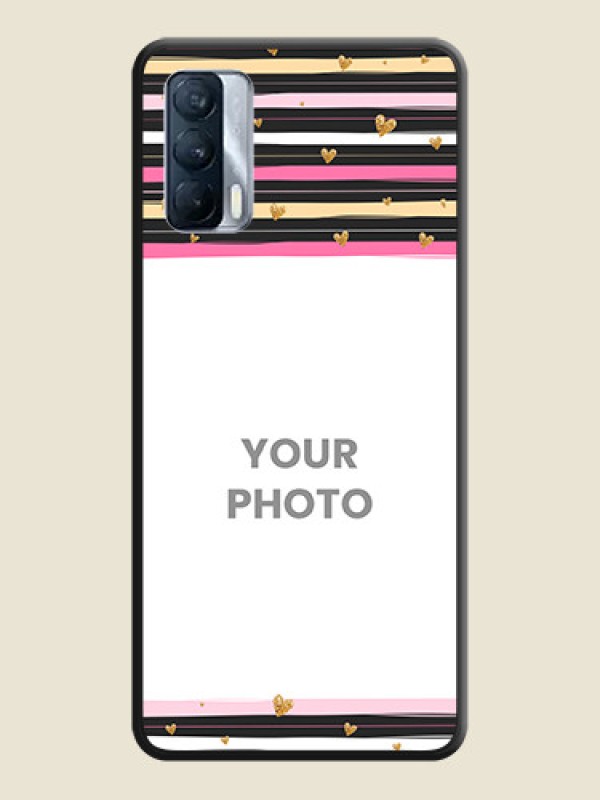 Custom Multicolor Lines and Golden Love Symbols Design on Photo on Space Black Soft Matte Mobile Cover - Realme X7 - alternate view