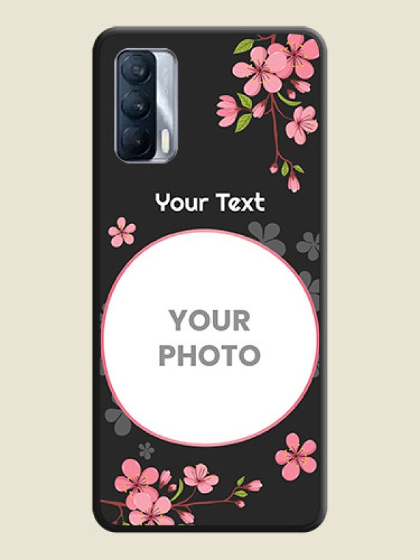 Custom Round Image with Pink Color Floral Design on Photo on Space Black Soft Matte Back Cover - Realme X7 - alternate view