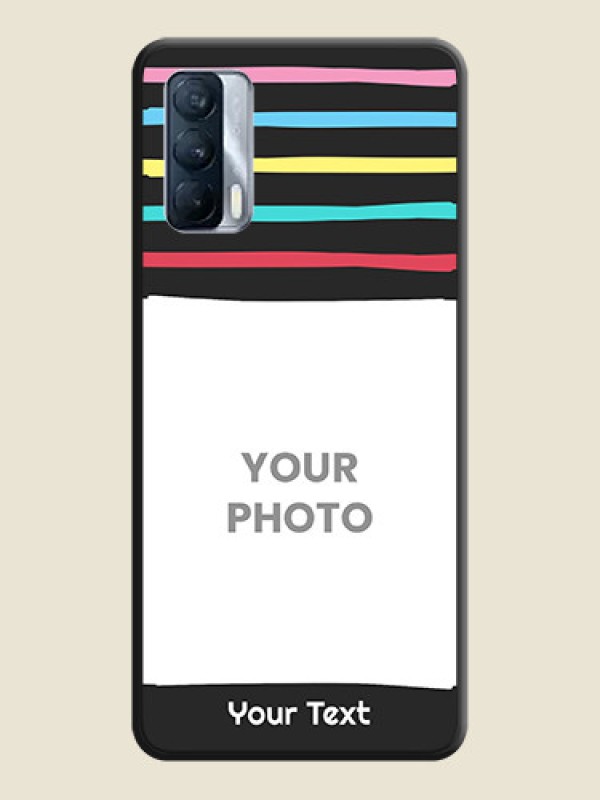 Custom Multicolor Lines with Image on Space Black Personalized Soft Matte Phone Covers - Realme X7 - alternate view