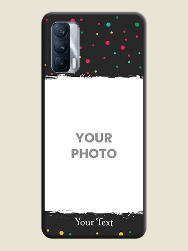 Custom Multicolor Dotted Pattern with Text on Space Black Custom Soft Matte Phone Back Cover - Realme X7 - alternate view