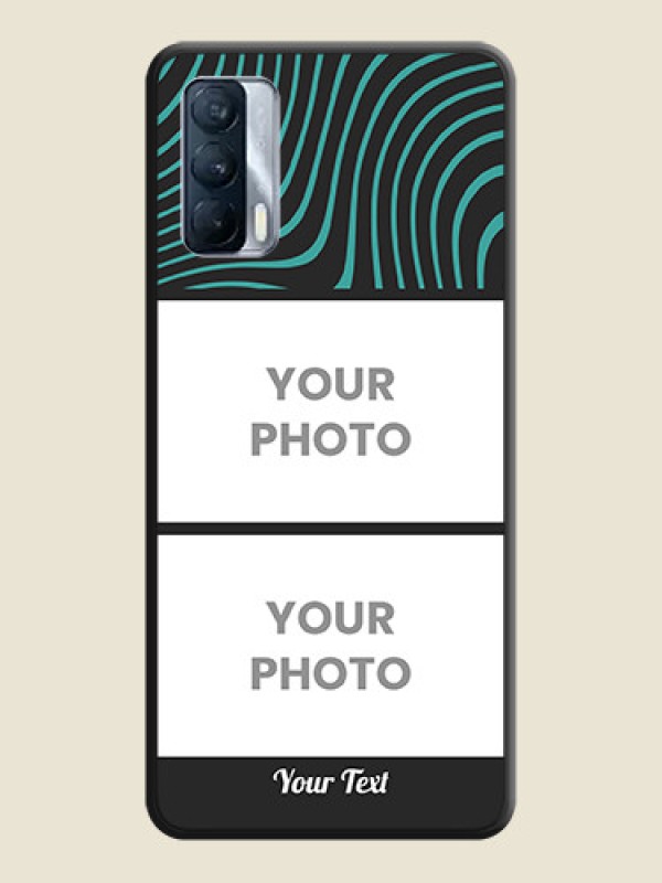 Custom Wave Pattern with 2 Image Holder on Space Black Personalized Soft Matte Phone Covers - Realme X7 - alternate view