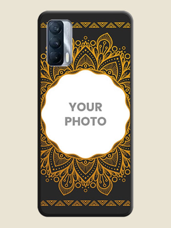 Custom Round Image with Floral Design on Photo on Space Black Soft Matte Mobile Cover - Realme X7 - alternate view
