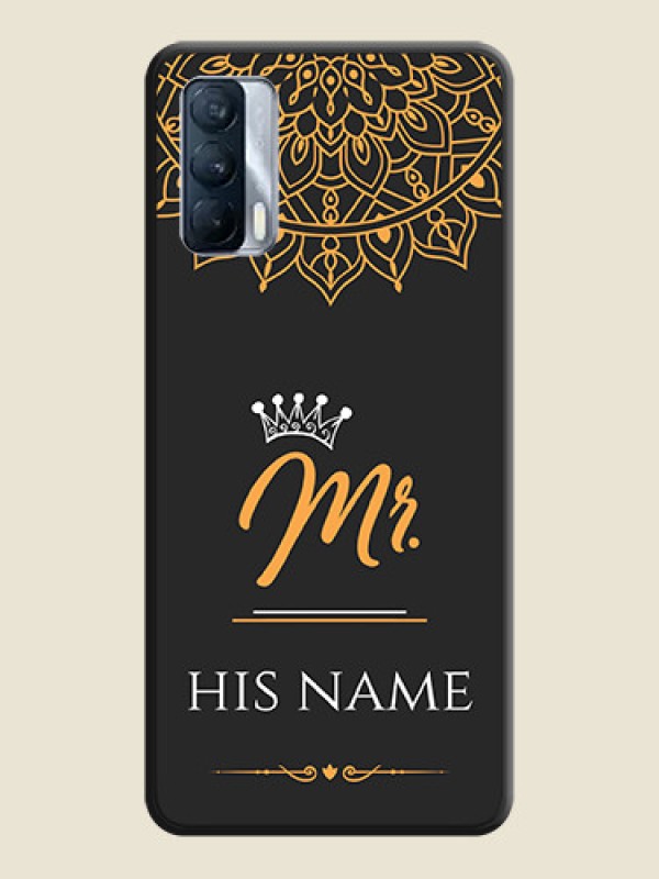 Custom Mr Name with Floral Design  on Personalised Space Black Soft Matte Cases - Realme X7 - alternate view