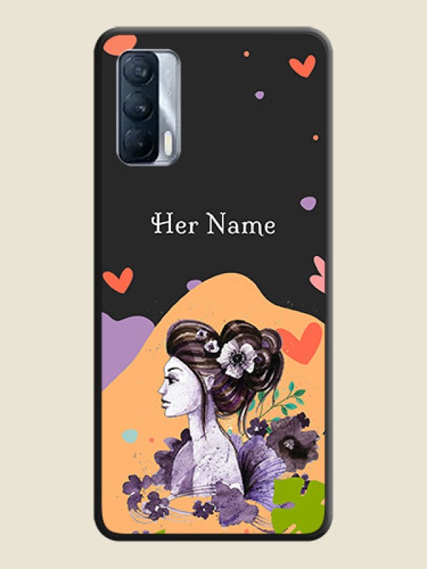 Custom Namecase For Her With Fancy Lady Image On Space Black Personalized Soft Matte Phone Covers -Realme X7 - alternate view