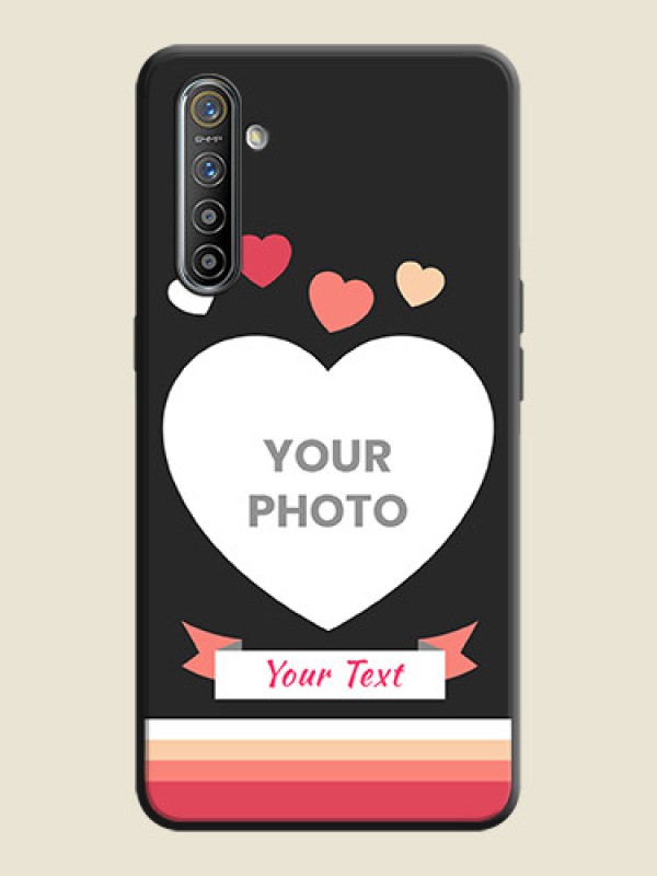 Custom Love Shaped Photo with Colorful Stripes on Personalised Space Black Soft Matte Cases - Realme XT - alternate view