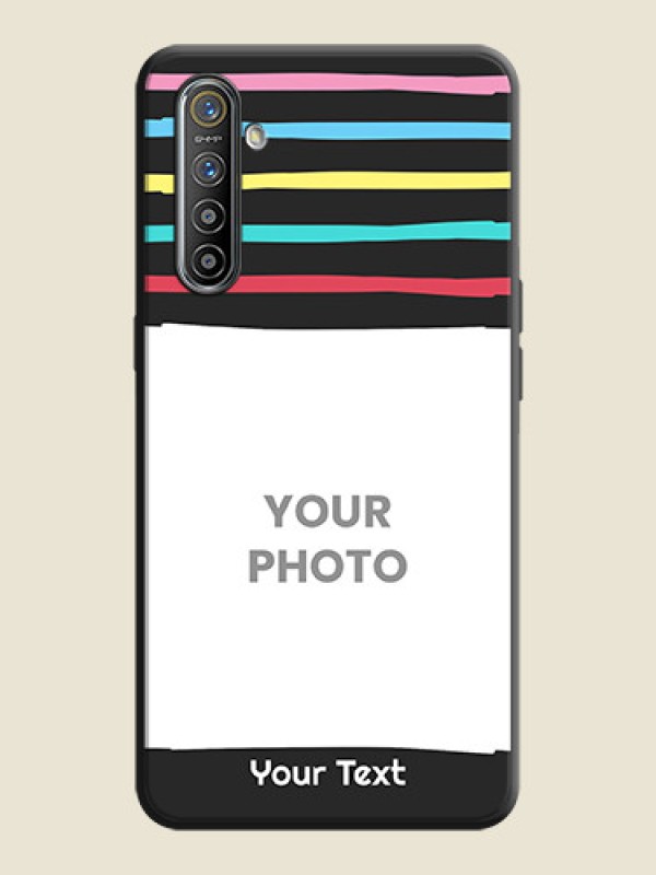 Custom Multicolor Lines with Image on Space Black Personalized Soft Matte Phone Covers - Realme XT - alternate view