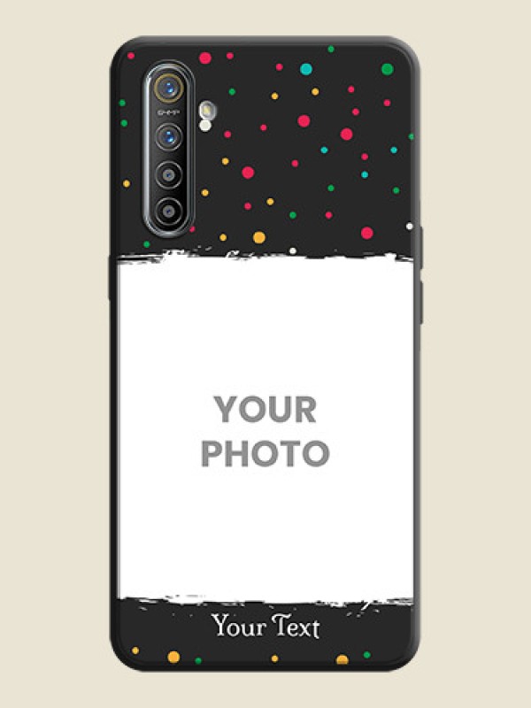 Custom Multicolor Dotted Pattern with Text on Space Black Custom Soft Matte Phone Back Cover - Realme XT - alternate view