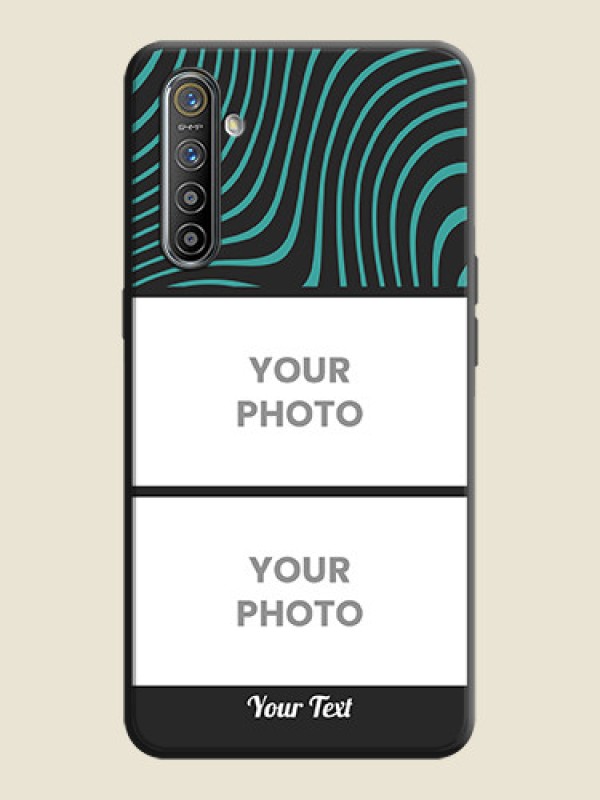 Custom Wave Pattern with 2 Image Holder on Space Black Personalized Soft Matte Phone Covers - Realme XT - alternate view