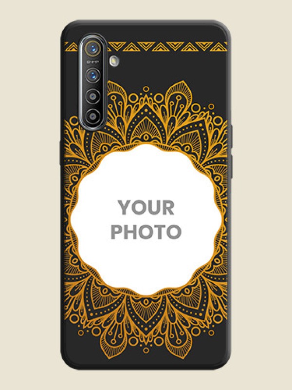 Custom Round Image with Floral Design - Photo on Space Black Soft Matte Mobile Cover - Realme XT - alternate view