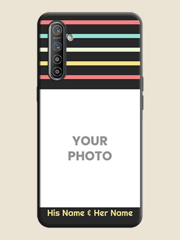 Custom Color Stripes with Photo and Text - Photo on Space Black Soft Matte Mobile Case - Realme XT - alternate view