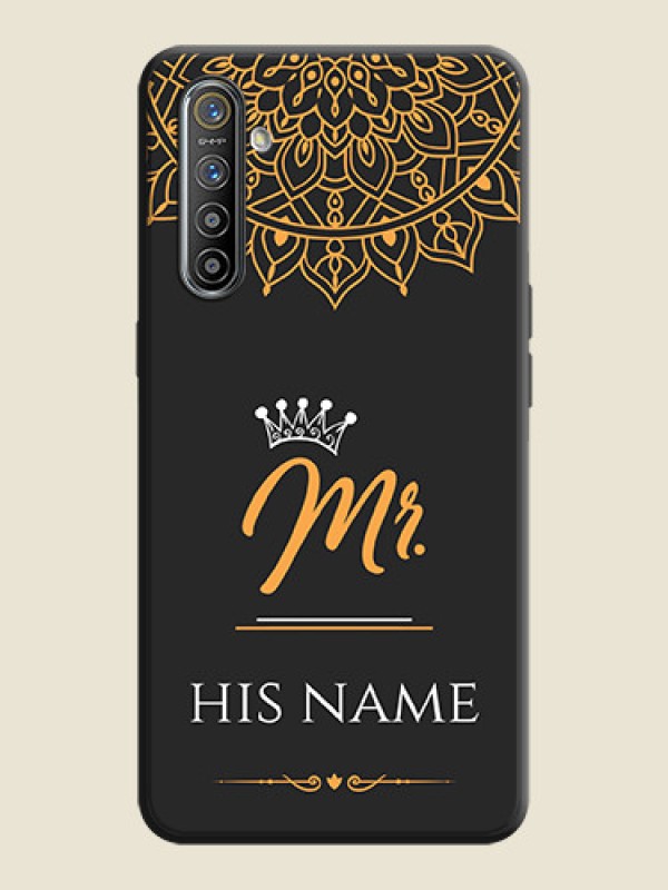 Custom Mr Name with Floral Design  on Personalised Space Black Soft Matte Cases - Realme XT - alternate view