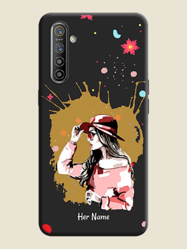 Custom Mordern Lady With Color Splash Background With Custom Text On Space Black Personalized Soft Matte Phone Covers -Realme Xt - alternate view