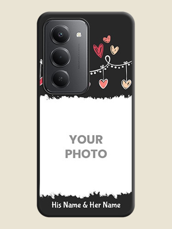 Custom Pink Love Hangings with Name On Space Black Custom Soft Matte Mobile Back Cover - Redmi 15 5G - alternate view