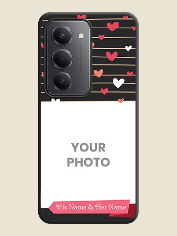 Custom Love Pattern with Name on Pink Ribbon on Photo On Space Black Custom Soft Matte Mobile Back Cover - Redmi 15 5G - alternate view