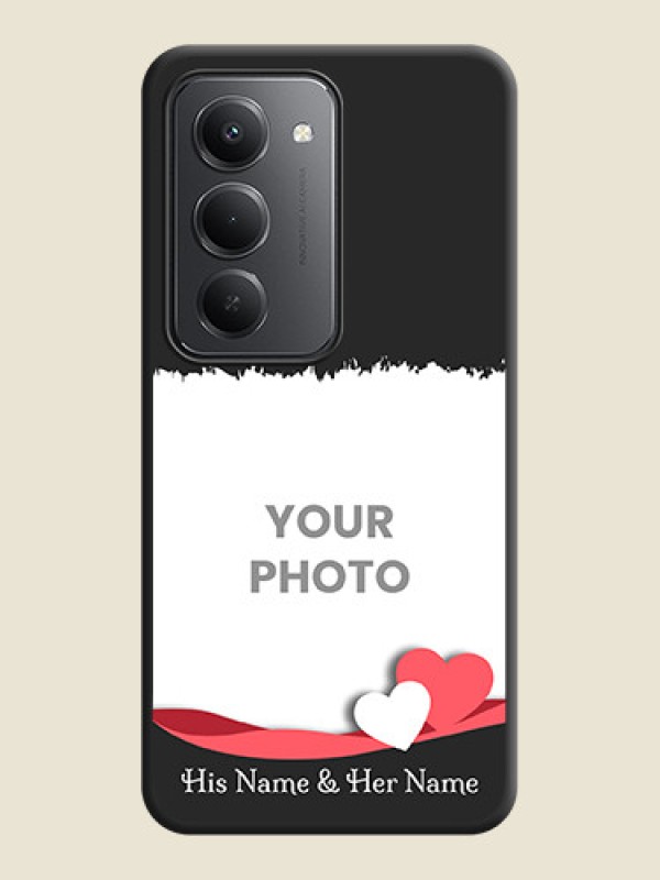 Custom Pin Color Love Shaped Ribbon Design with Text On Space Black Custom Soft Matte Mobile Back Cover - Redmi 15 5G - alternate view