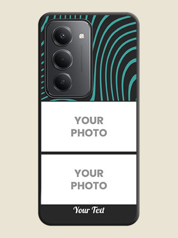 Custom Wave Pattern with 2 Image Holder On Space Black Custom Soft Matte Mobile Back Cover - Redmi 15 5G - alternate view