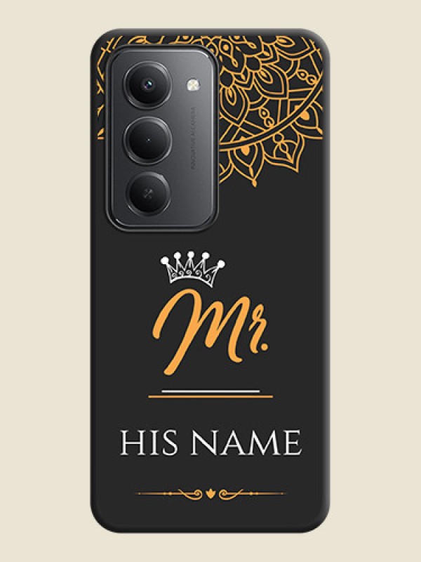Custom Mr Name with Floral Design On Space Black Custom Soft Matte Mobile Back Cover - Redmi 15 5G - alternate view