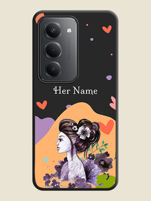 Custom Namecase For Her With Fancy Lady Image On Space Black Custom Soft Matte Mobile Back Cover - Redmi 15 5G - alternate view