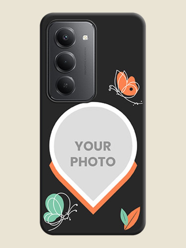 Custom Upload Pic With Simple Butterly Design On Space Black Custom Soft Matte Mobile Back Cover - Redmi 15 5G - alternate view